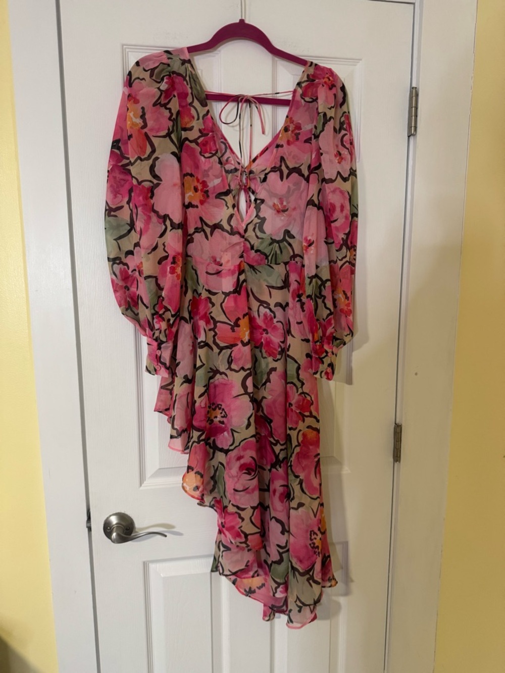 NWT For Love & Lemons Tiana Printed Floral Sheer Cut Out Midi Dress Size XS - Picture 7 of 9